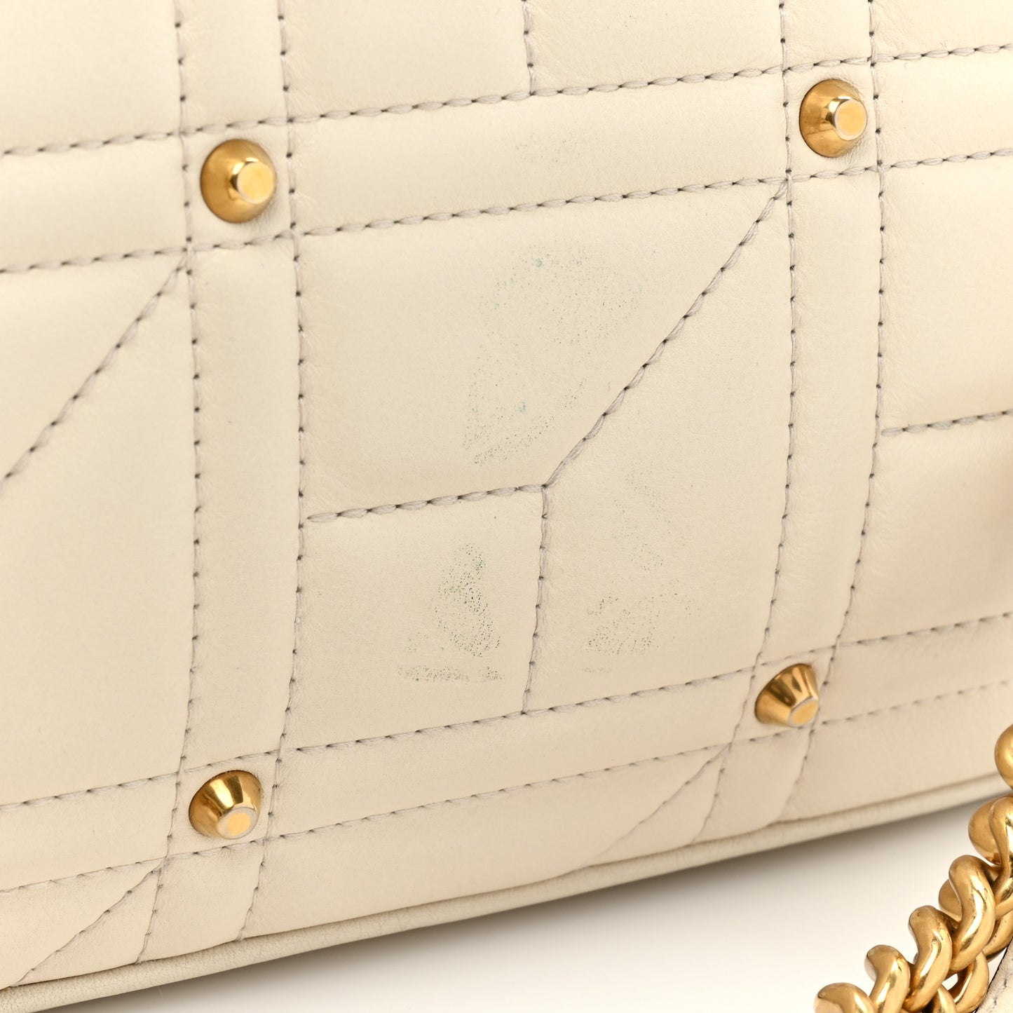 Calfskin Matelasse Studded Medium GG Marmont Shoulder Bag White