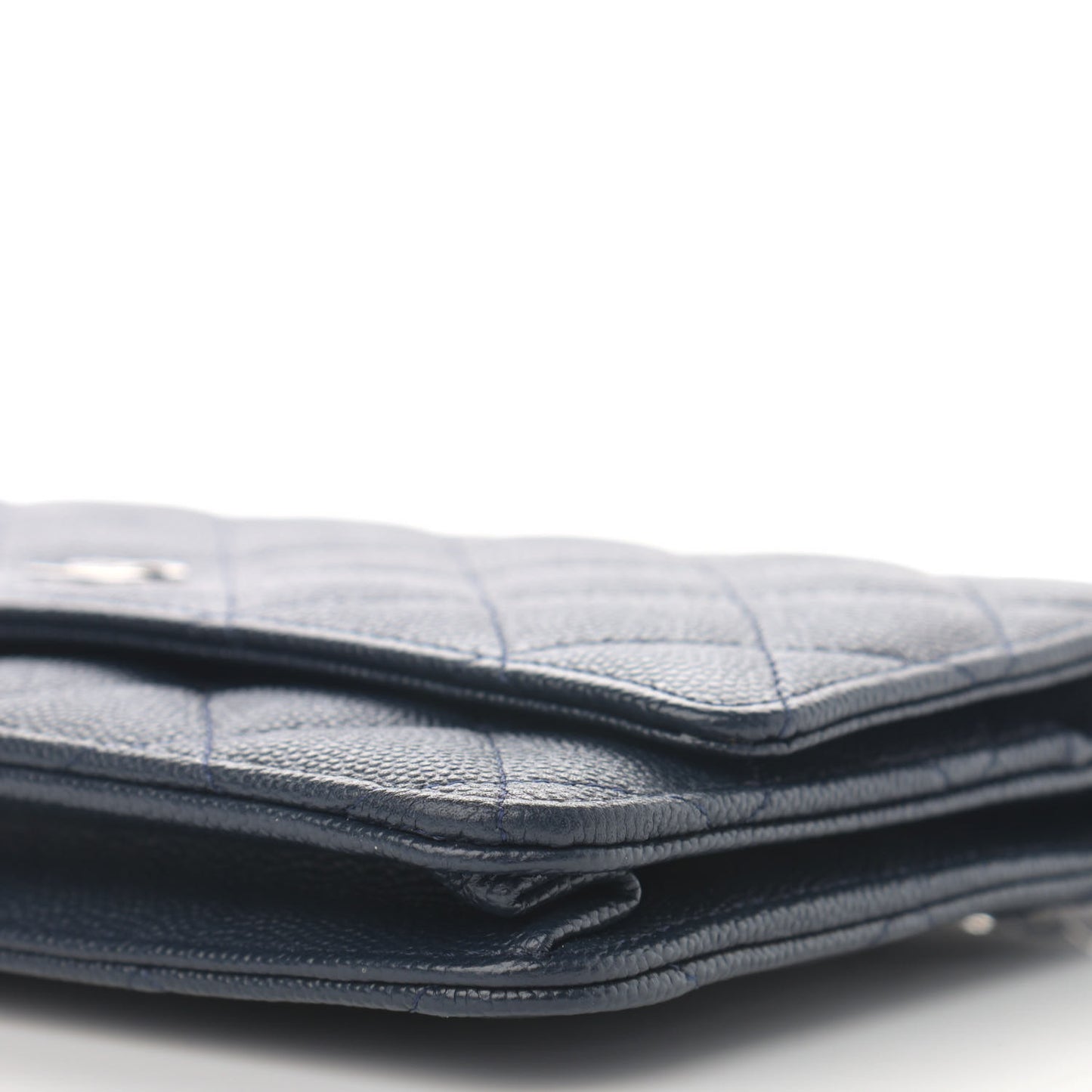 Caviar Quilted Wallet On Chain WOC Navy Blue
