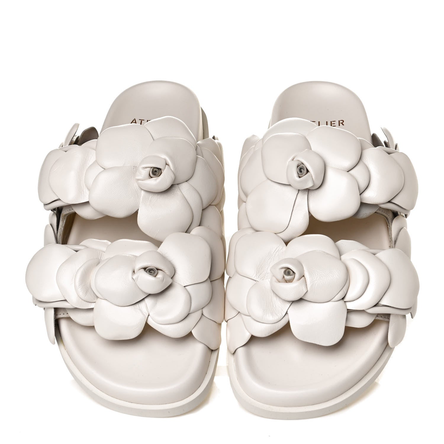 Valentino Garavani Kidskin Atelier 03 Rose Edition Double Buckle Slide Sandals 37 Avorio 5 of 11