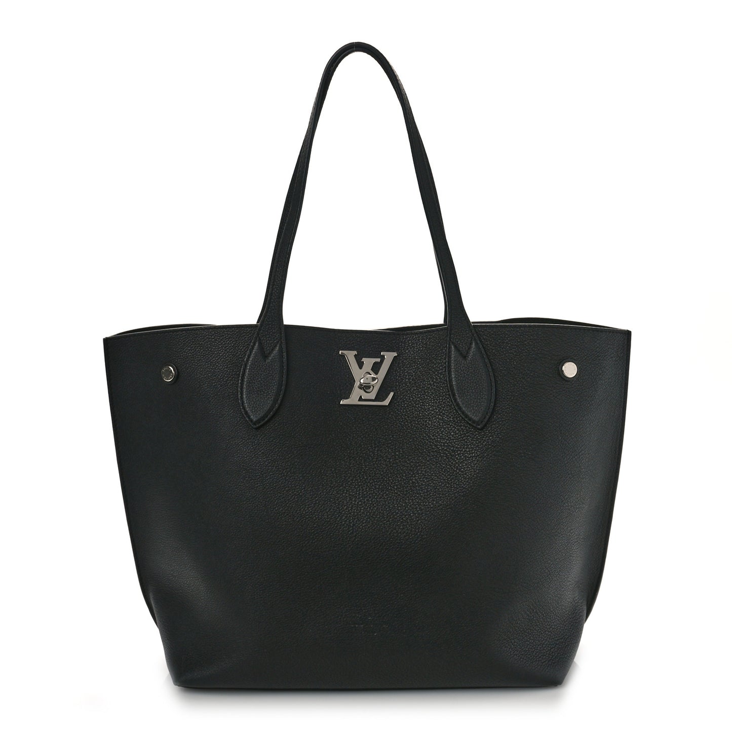 Calfskin Lockme Go Tote Black