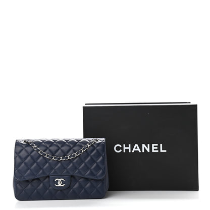 Chanel Lambskin Quilted Jumbo Double Flap Navy Blue 11 of 11
