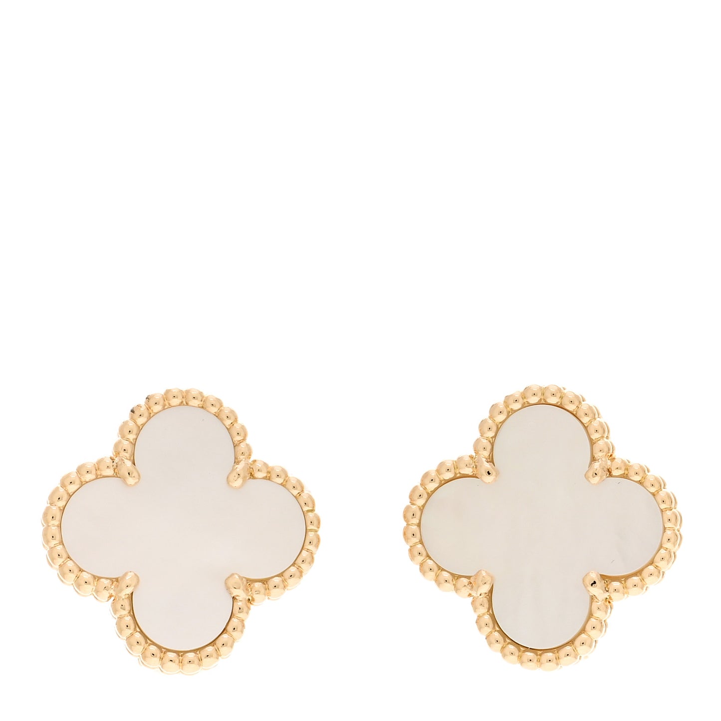 18K Yellow Gold Mother of Pearl Vintage Alhambra Earrings