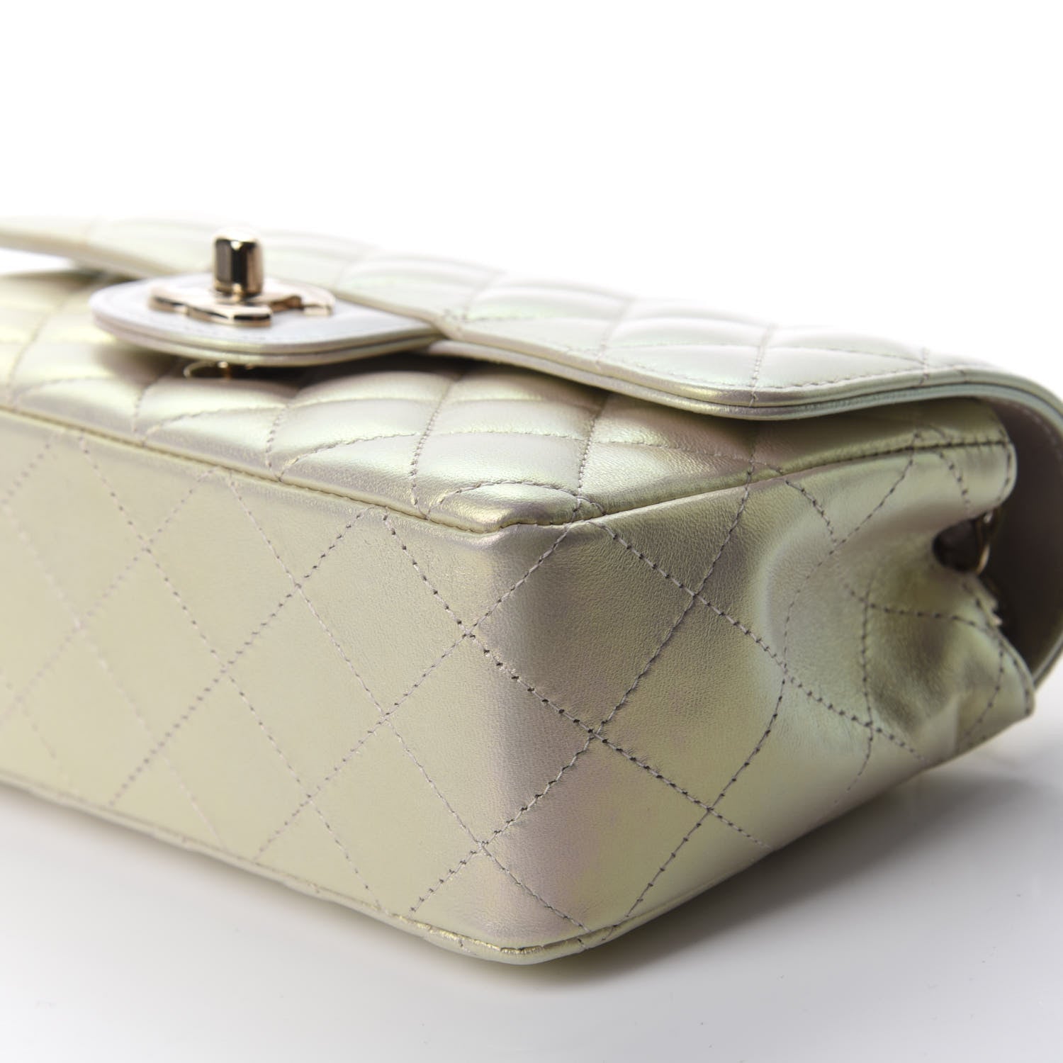 Chanel Iridescent Lambskin Quilted Mini Rectangular Flap Ivory 6 of 10