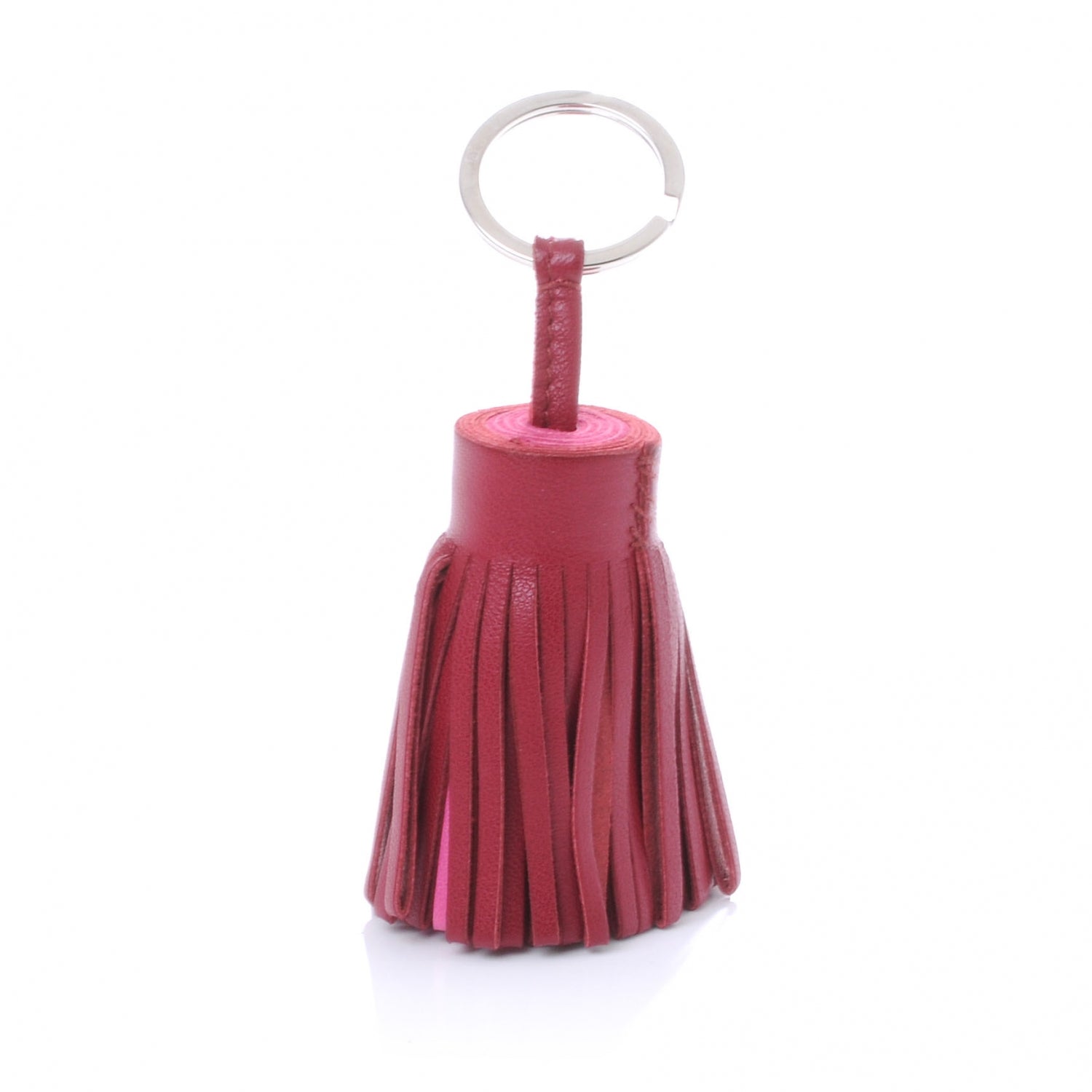 Hermes Lambskin Bi-Color Carmen Tassel Key Holder Tosca and Rose Tyrien 1 of 5