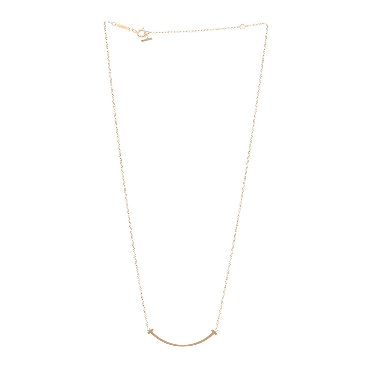 18K Rose Gold Small T Smile Pendant Necklace