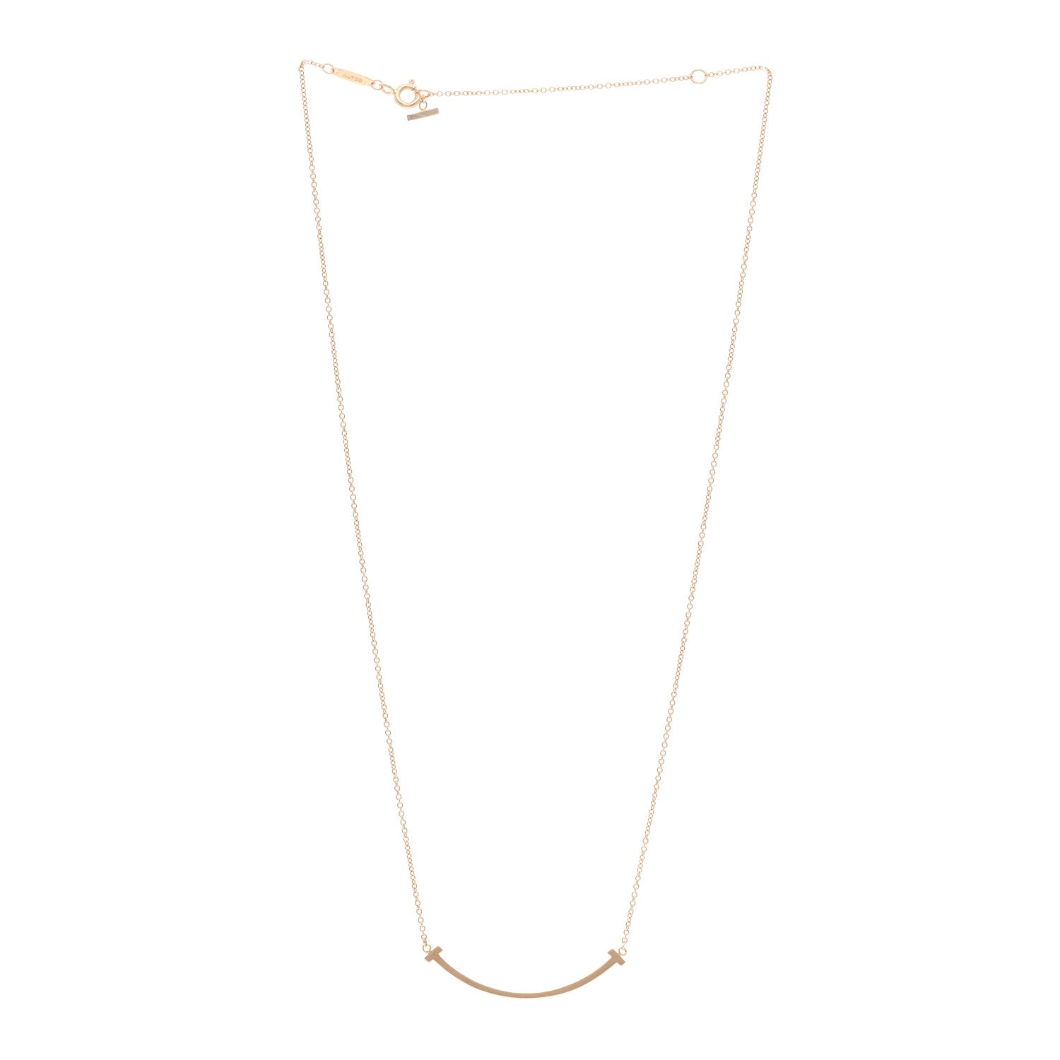 Tiffany 18K Rose Gold Small T Smile Pendant Necklace 3 of 4