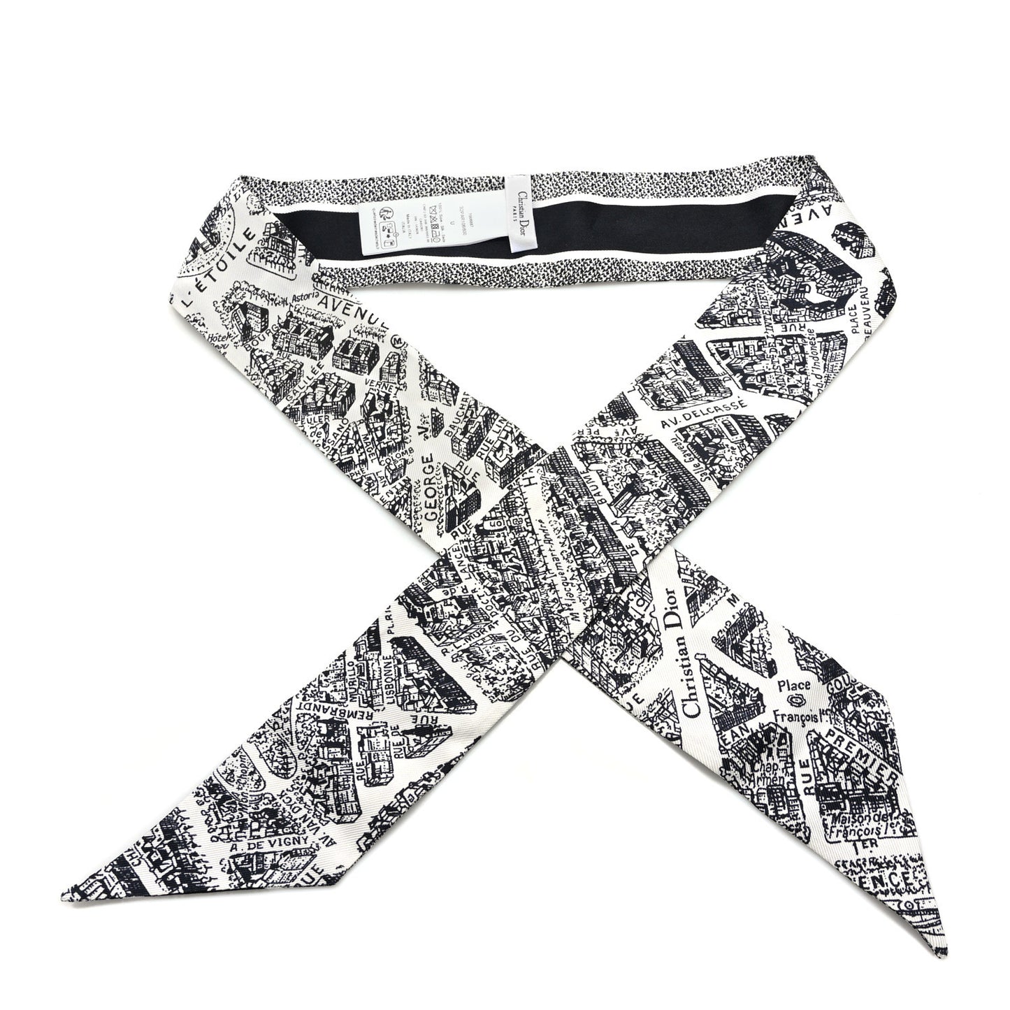 Silk Plan De Paris Mitzah Scarf White Black