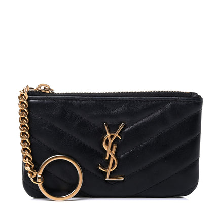 Saint Laurent Calfskin Matelasse Monogram Key Pouch Black 1 of 4
