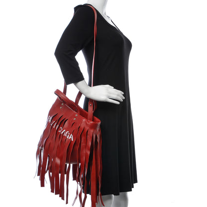 Balenciaga Calfskin XS Fringe Laundry Cabas Red 2 of 7