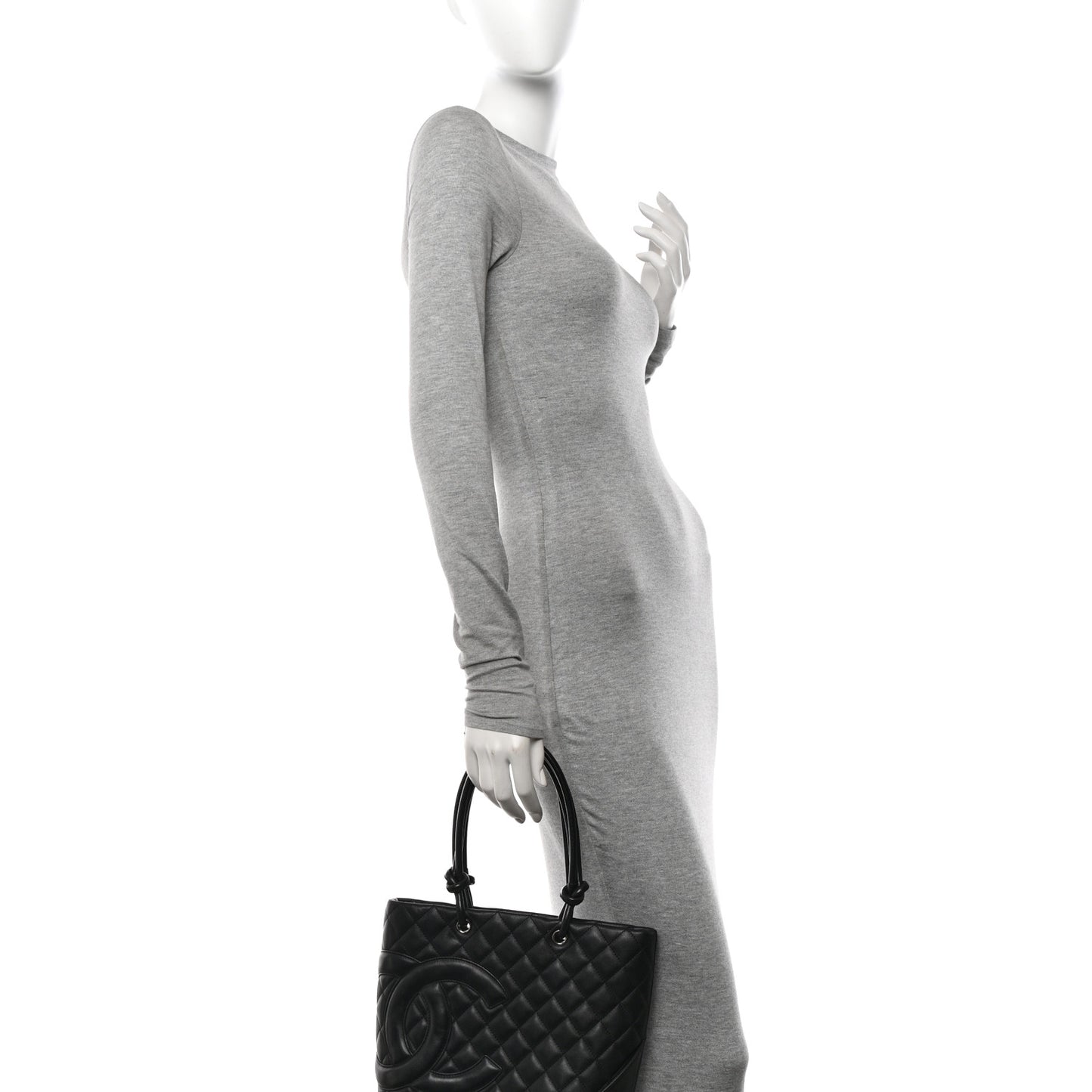Calfskin Quilted Medium Cambon Tote Black