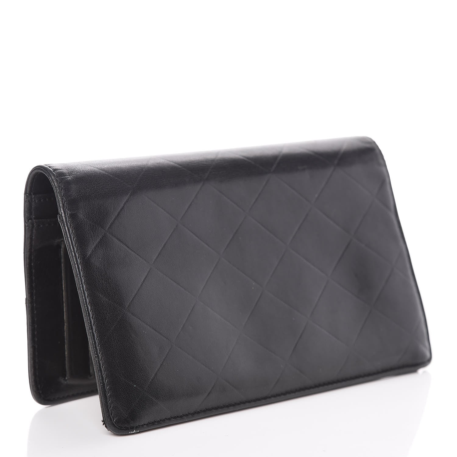 Chanel Lambskin Embossed Logo Yen Wallet Black 3 of 15