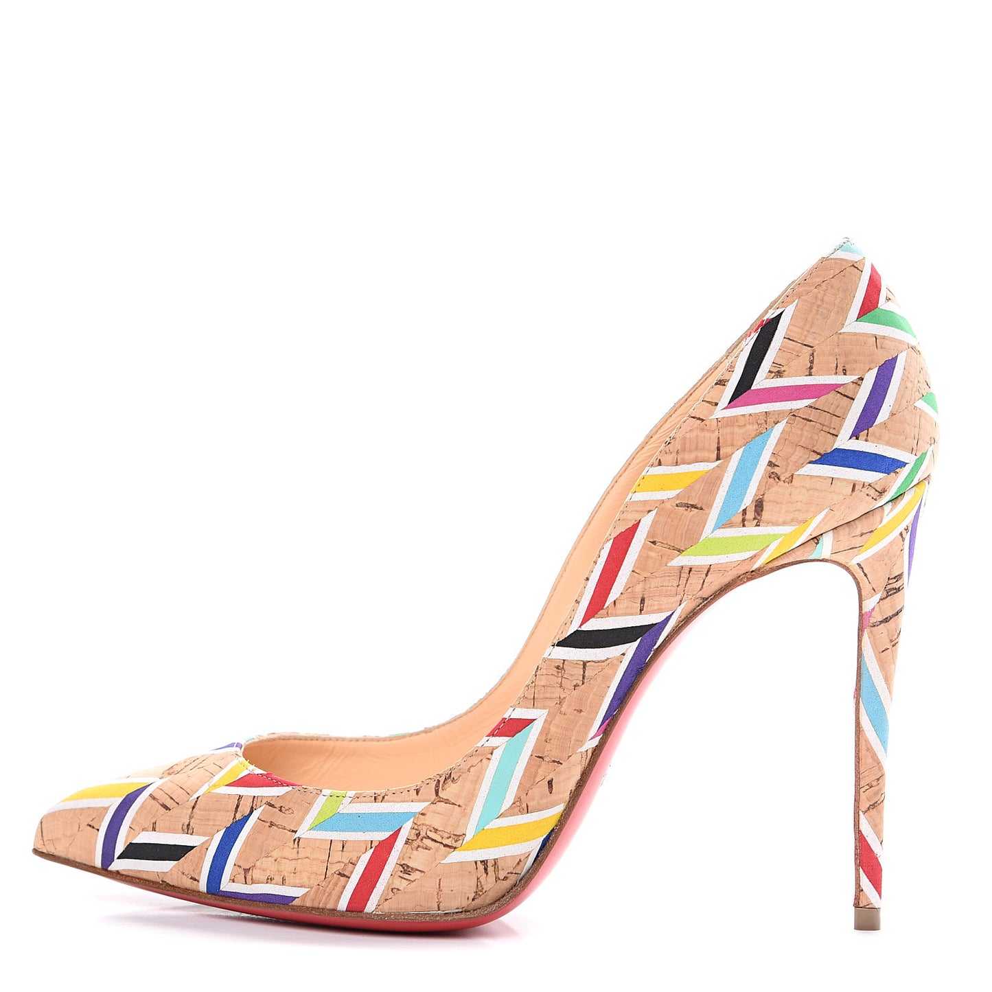 Cork Chevron Print Pigalle Follies 100 Pumps 37.5 Multicolor