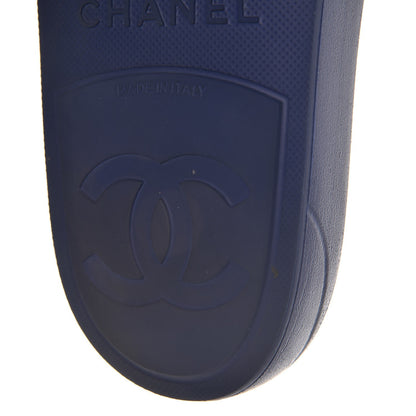 Chanel Rubber CC Flat Slide Sandals 40.5 Blue 9 of 11