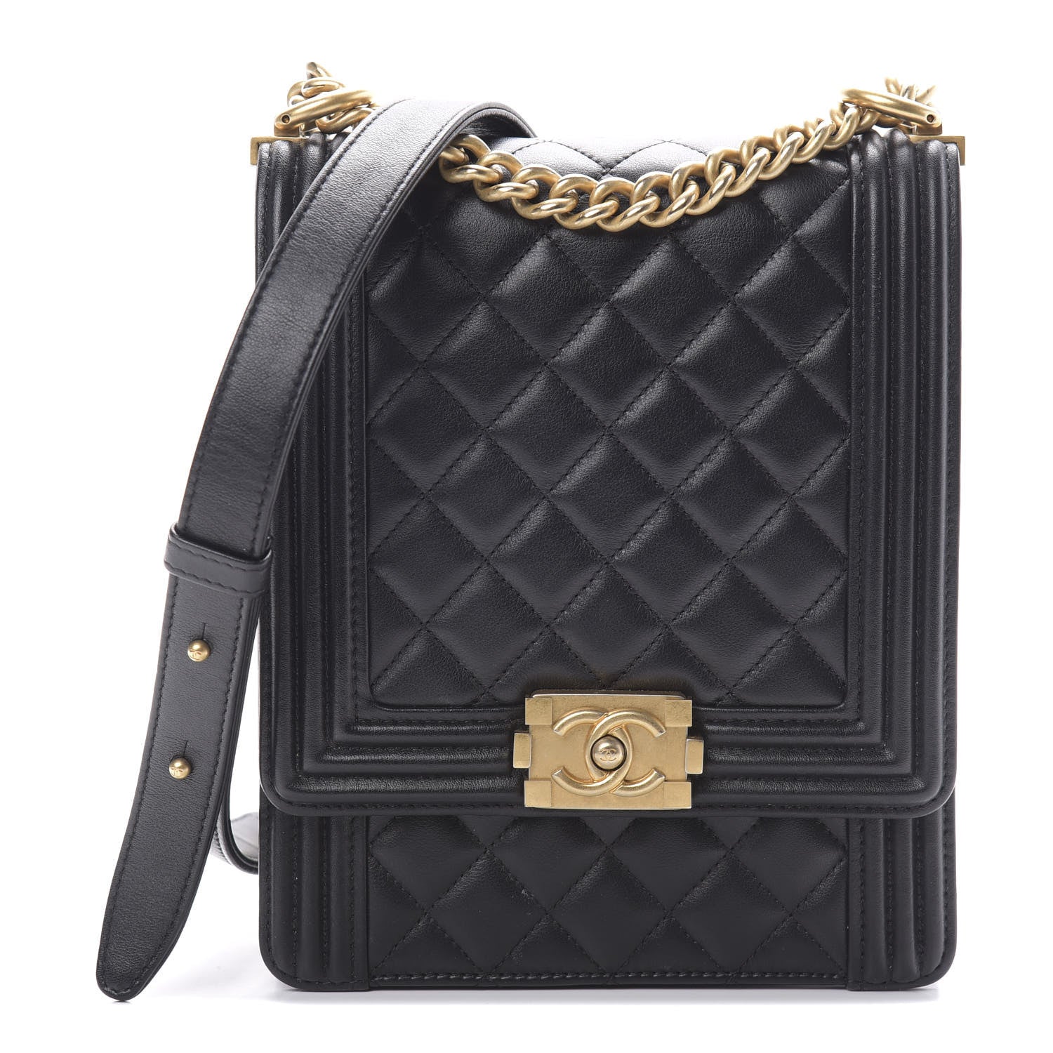 Chanel Calfskin Quilted North South Boy Flap Black 1 of 10