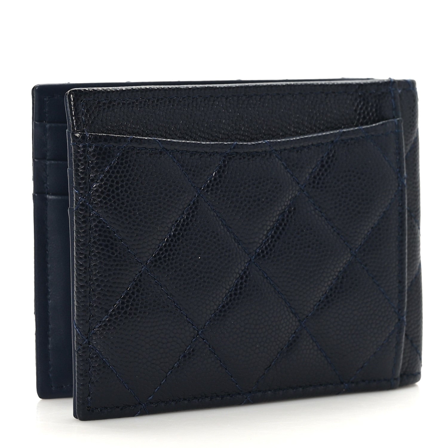 Chanel Caviar Quilted Bi-Fold Wallet Dark Blue 3 of 7