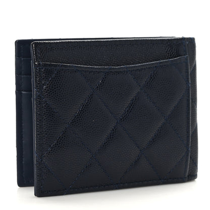 Chanel Caviar Quilted Bi-Fold Wallet Dark Blue 3 of 7