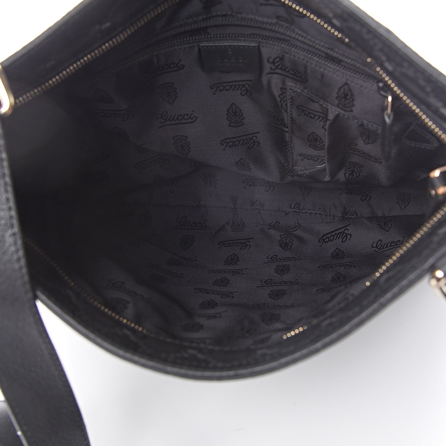 Gucci Guccissima Medium Flat Messenger Bag Black 3 of 7