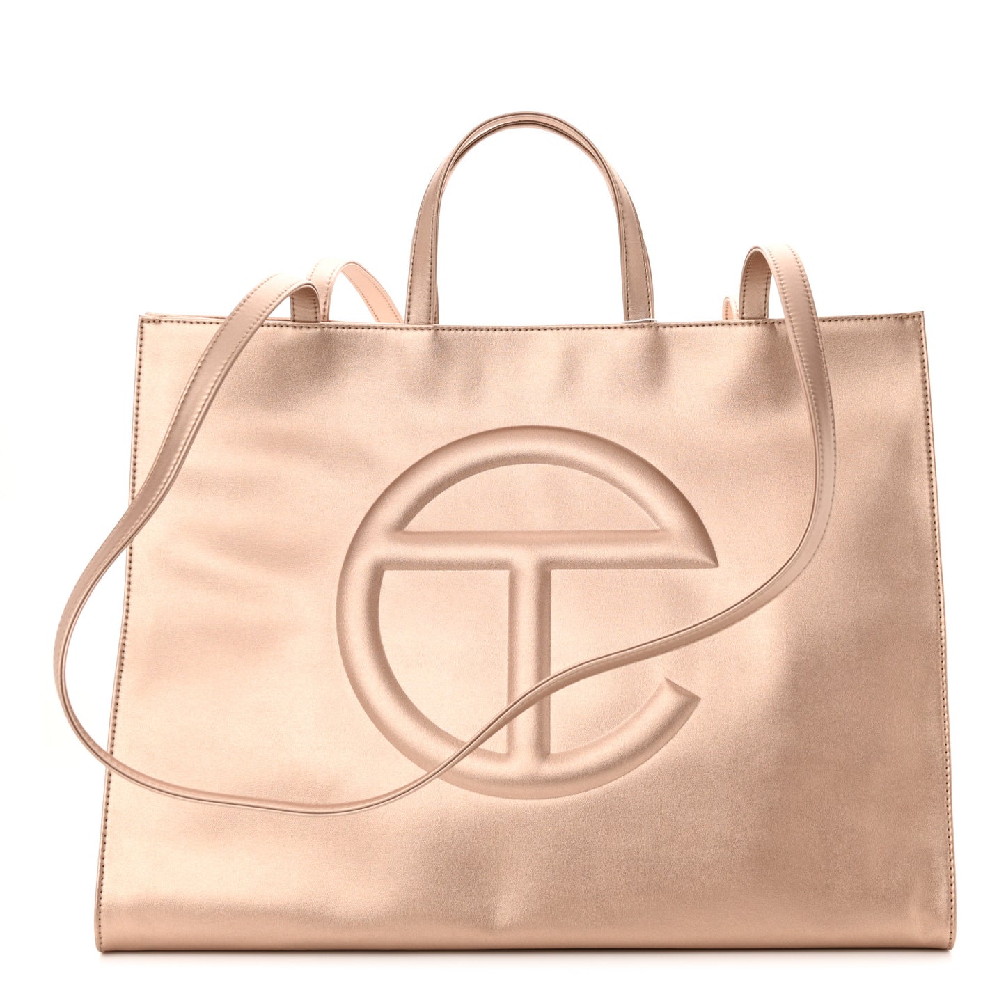 Metallic Vegan Leather Large Shopping Bag Copper