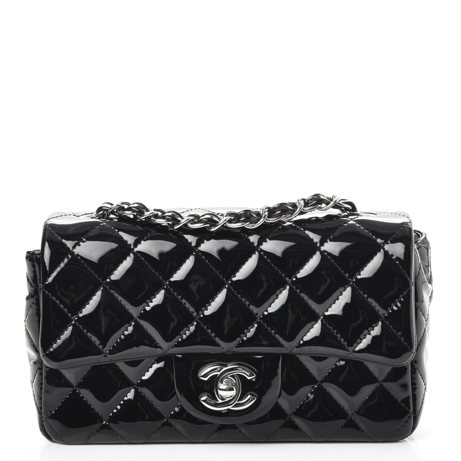 Chanel Patent Calfskin Quilted Mini Rectangular Flap Black 1 of 7