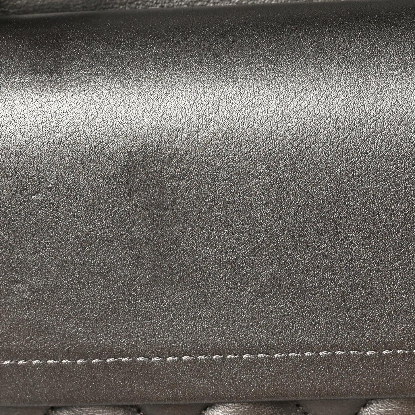 Metallic Lambskin Quilted Medium Double Flap Pewter