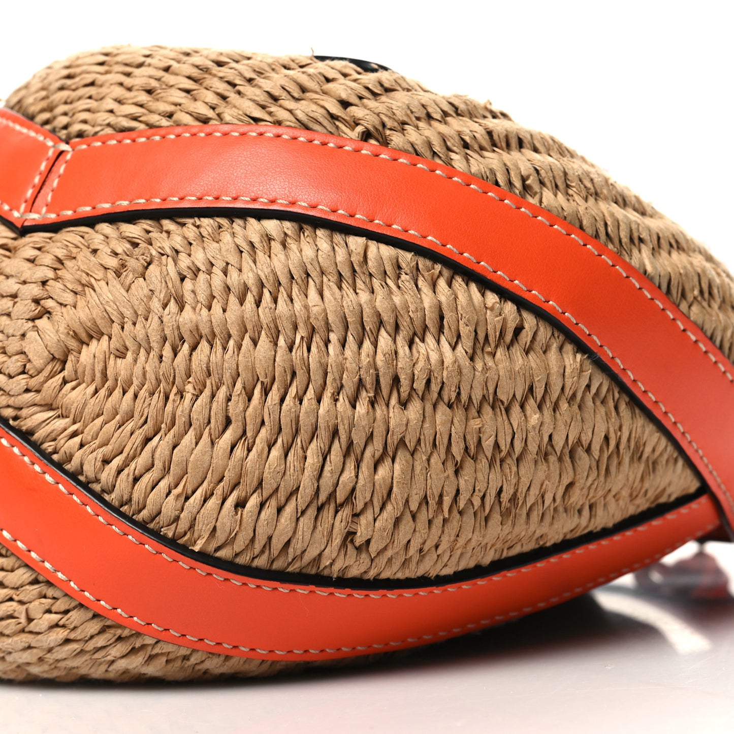 X MIFUKO Raffia Calfskin Basket Shoulder Bag Orange Fizz