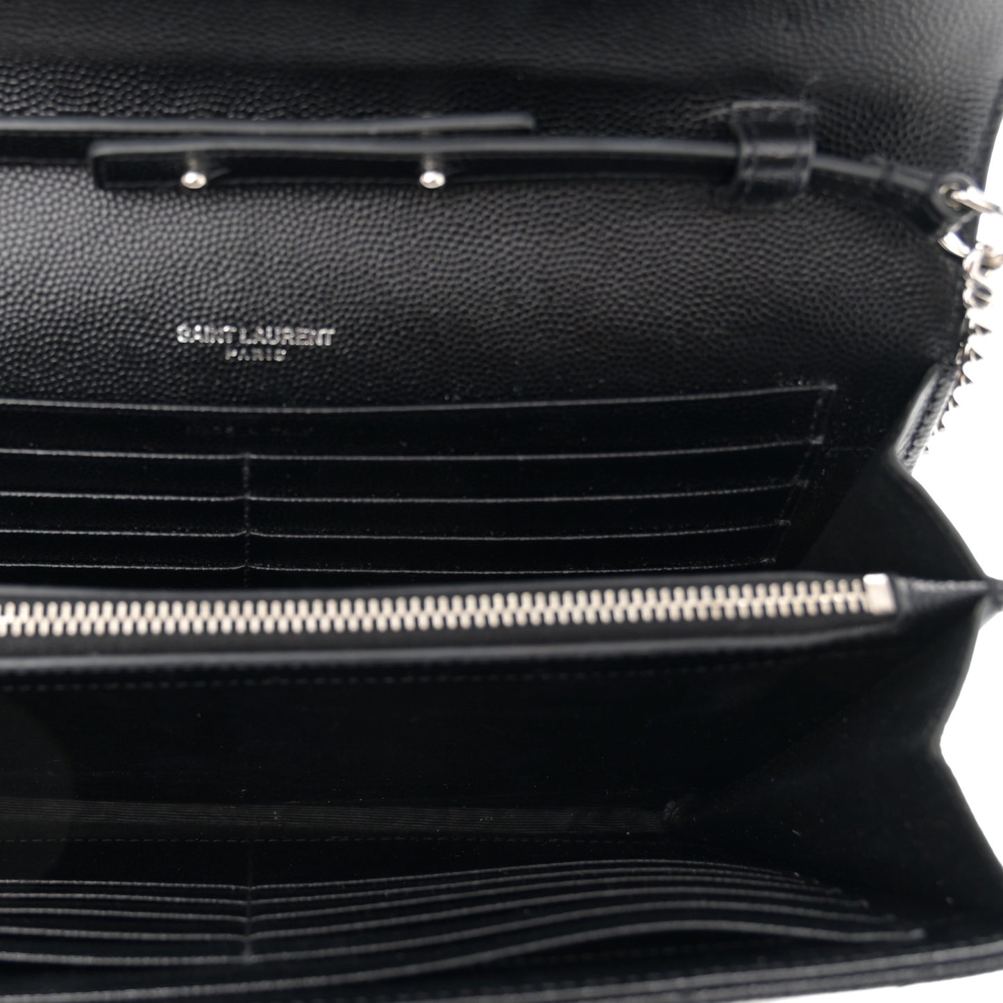 Grain De Poudre Matelasse Chevron Monogram Chain Wallet Black