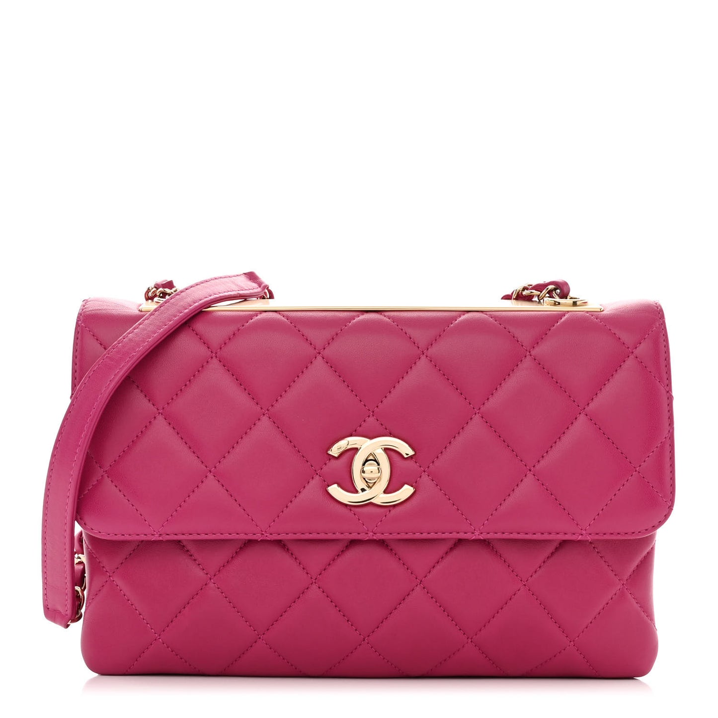 Lambskin Quilted Medium Trendy CC Flap Dark Pink
