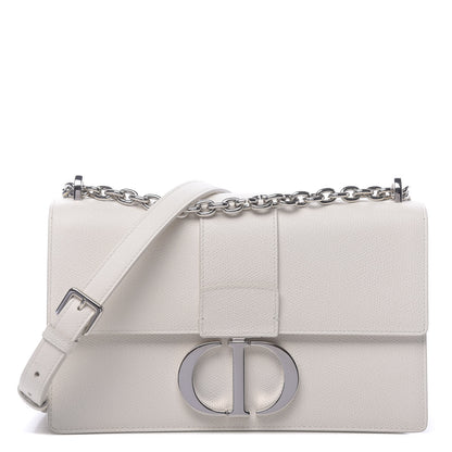 Christian Dior Grained Calfskin 30 Montaigne Chain Flap Bag White 1 of 12