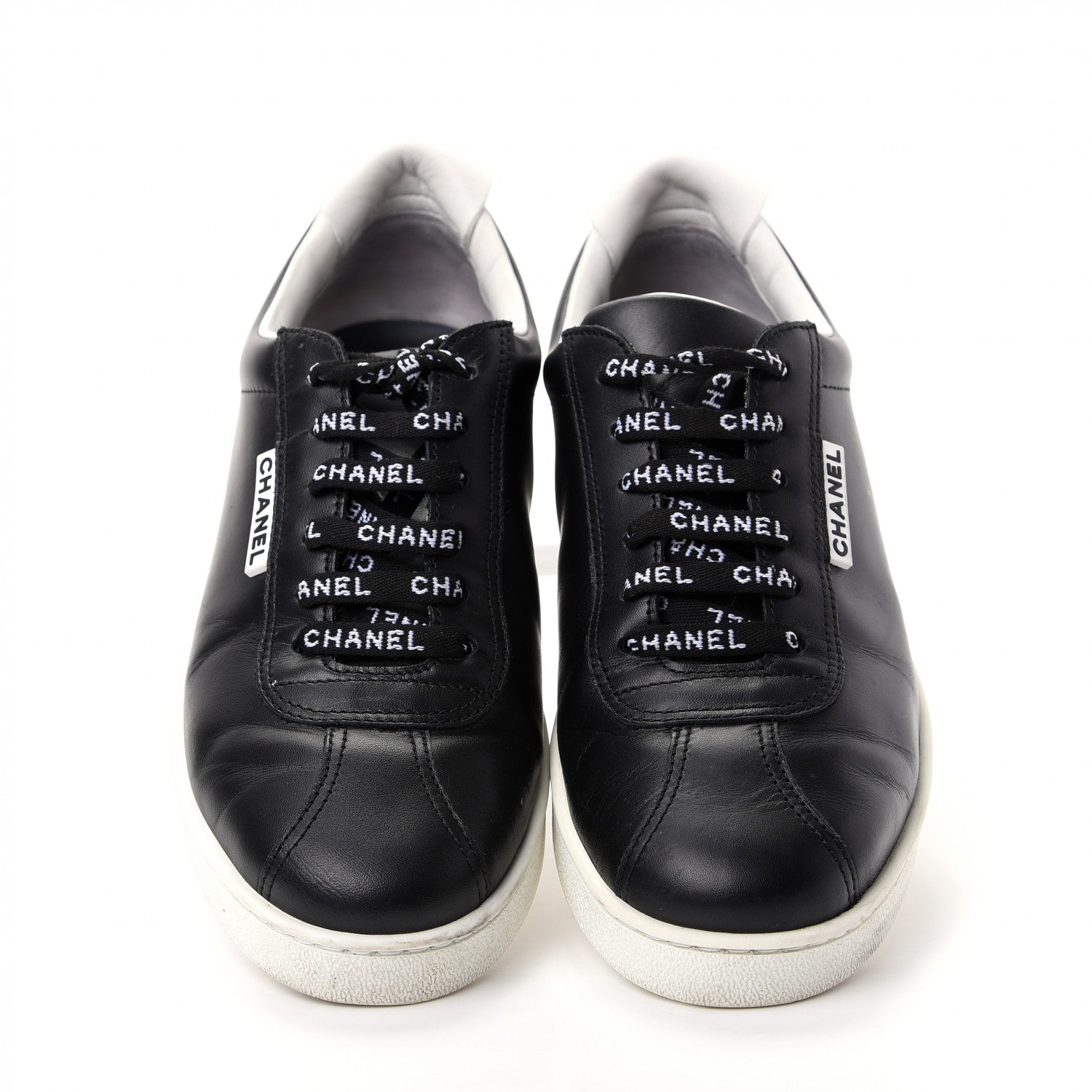 Chanel Calfskin CC Womens Sneakers 38.5 Black 5 of 11