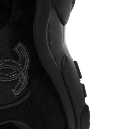 Chanel Fabric Calfskin Suede CC Sneakers 36 Black 9 of 15