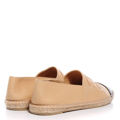 Chanel Lambskin CC Espadrilles 38 Beige Black 4 of 6