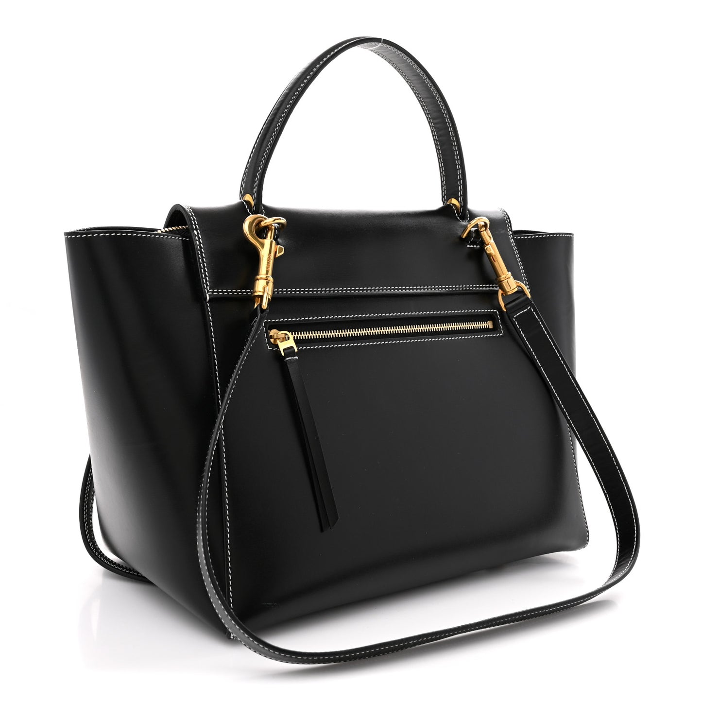 Smooth Calfskin Double Stitching Mini Belt Bag Black