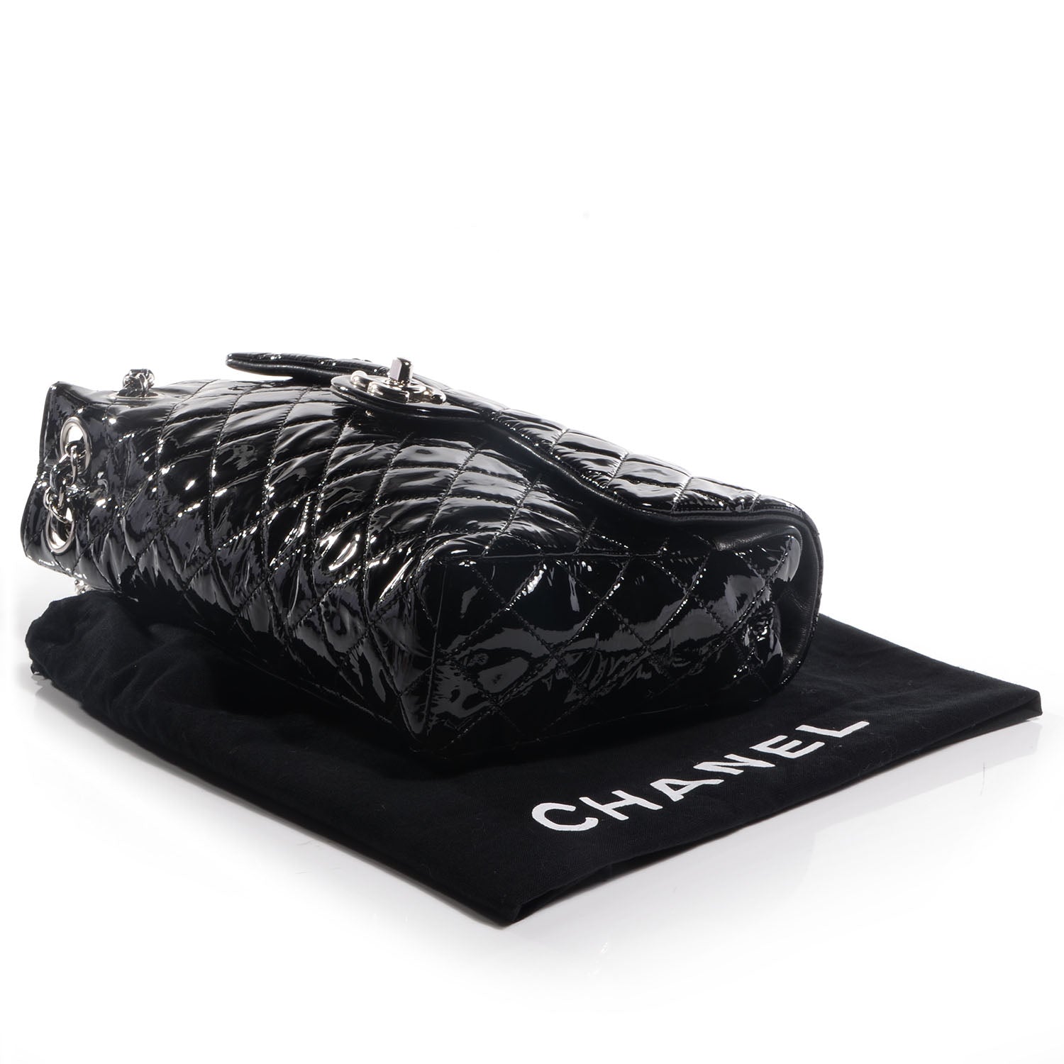 Chanel Patent Upside Down Flap Bag Black 4 of 8