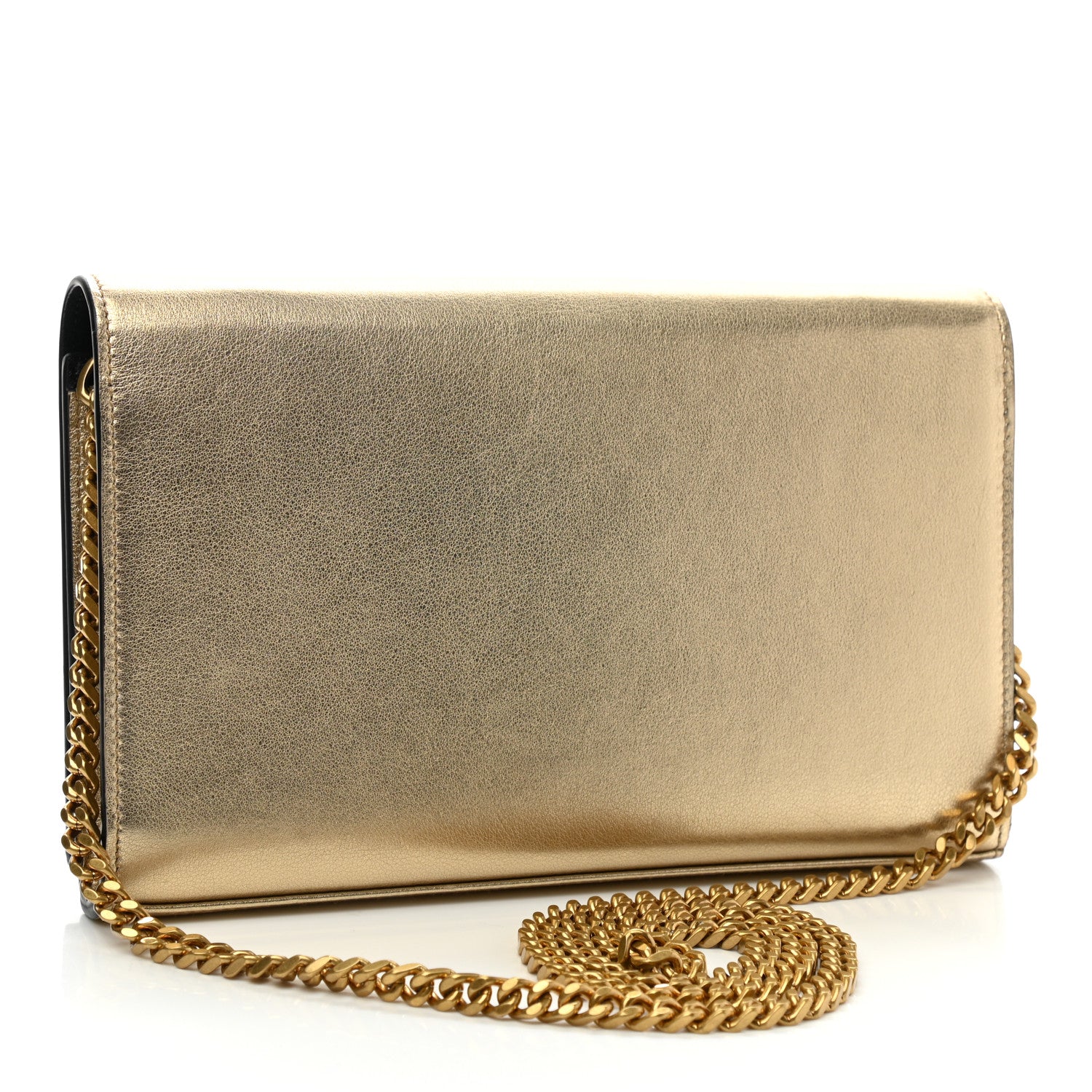 Saint Laurent Metallic Calfskin Medium Classic Monogram Kate Satchel Gold 3 of 11