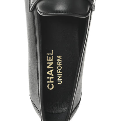Chanel Calfskin Womens Stitched CC Loafers 38 Black 9 of 10