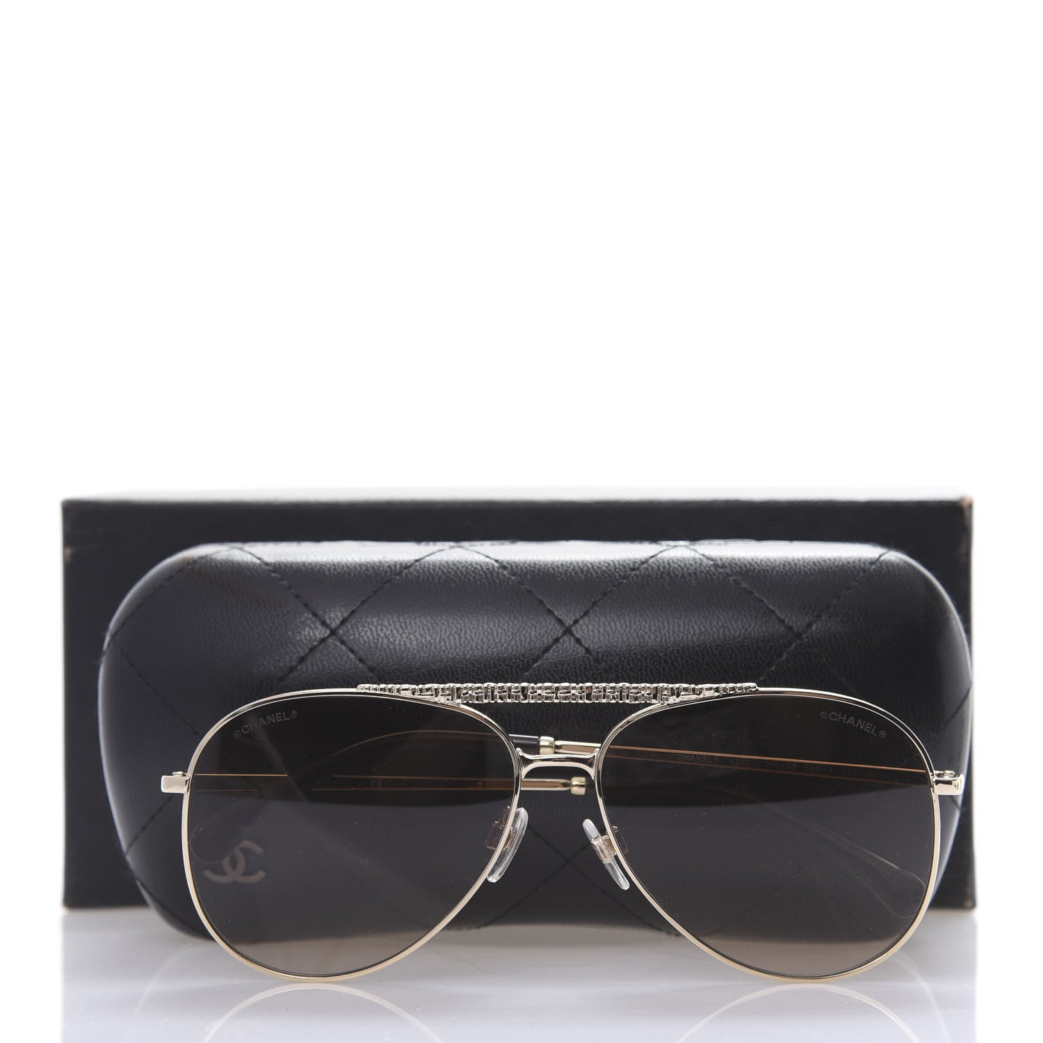 Chanel Aviator Metallic Pilot Sunglasses 4231 Gold 8 of 8