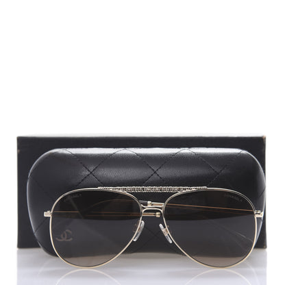 Chanel Aviator Metallic Pilot Sunglasses 4231 Gold 8 of 8