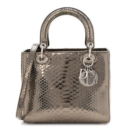 Christian Dior Metallic Snakeskin Medium Lady Dior Silver 1 of 10