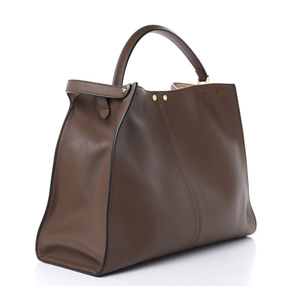 Fendi Vitello Seta Glazed Fabric FF 1974 Large Peekaboo X-Lite Maya Mogano Panna 3 of 8