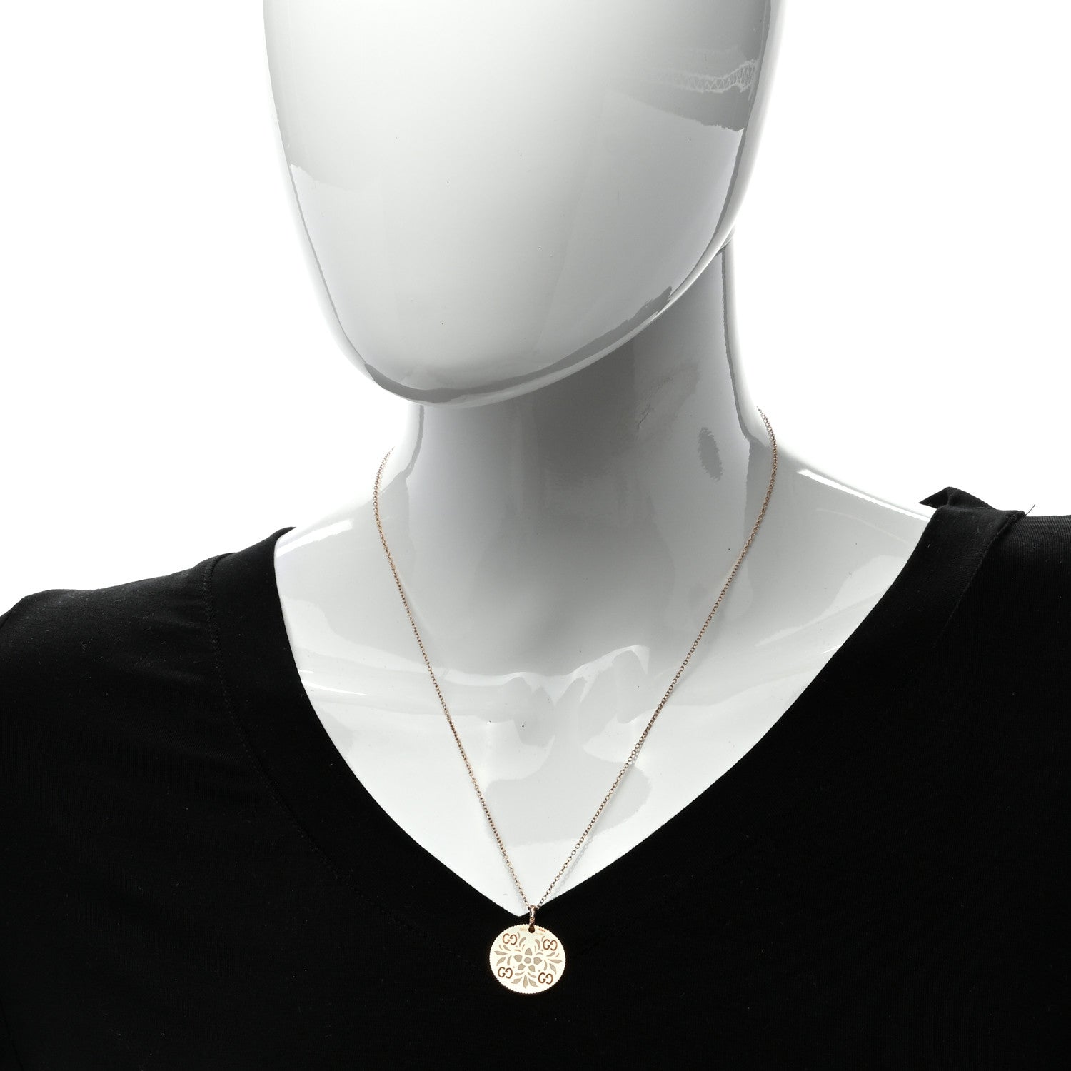 Gucci 18K Rose Gold Enamel Icon Blooms Necklace White 1 of 4