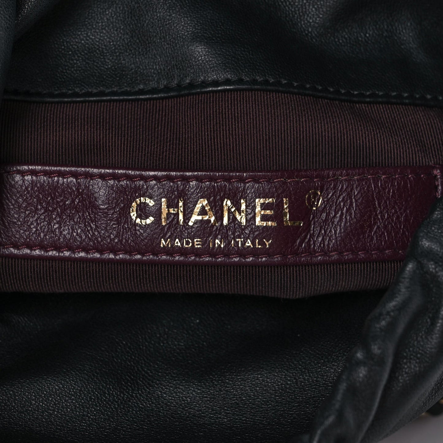 Lambskin Bucket Chain Drawstring Bag Black