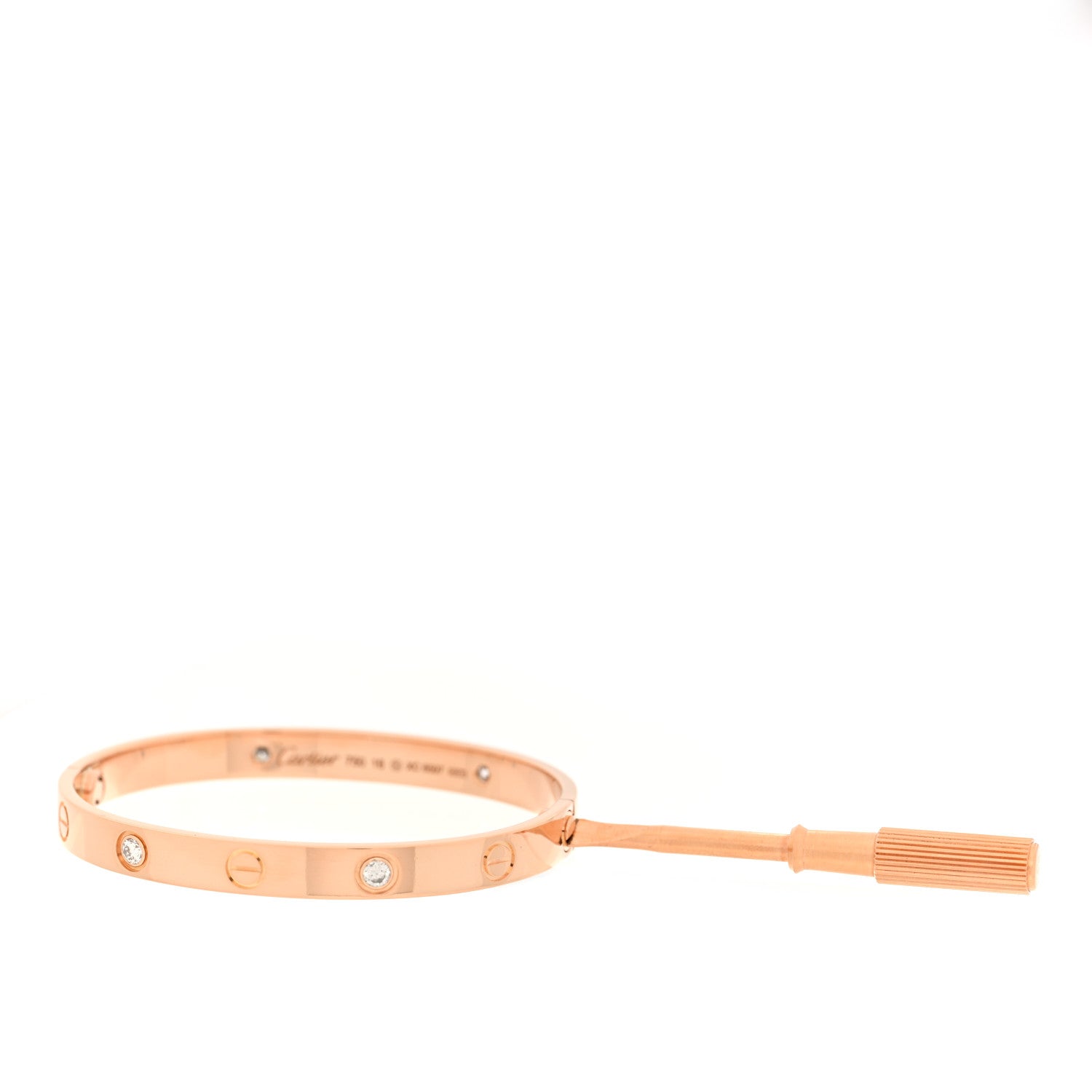 Cartier 18K Pink Gold 4 Diamond LOVE Bracelet 16 6 of 6