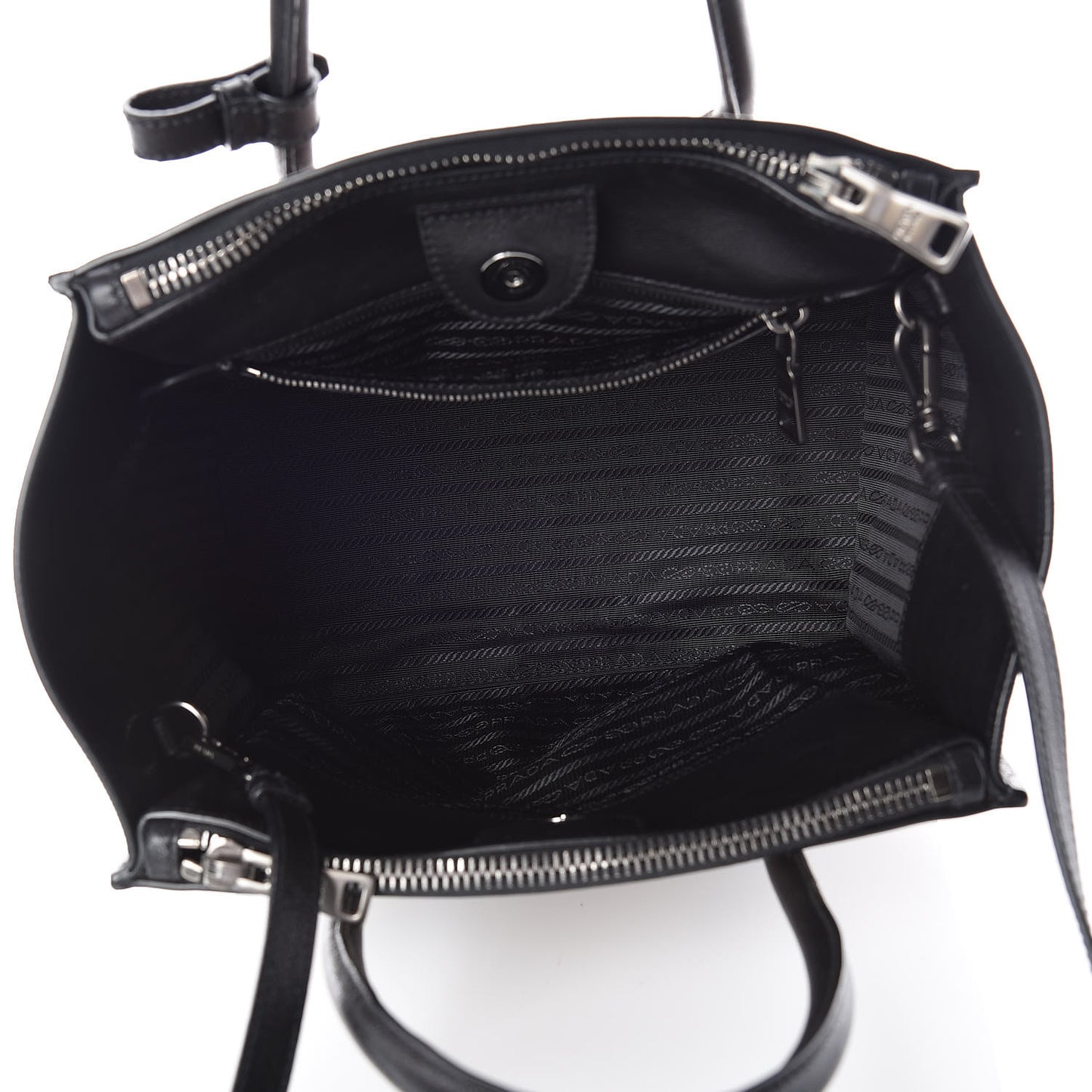 Glace Calf Bi-Color Twin Pocket Tote Pomice Black