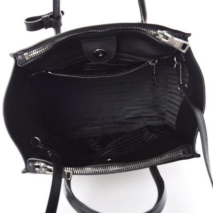 Prada Glace Calf Bi-Color Twin Pocket Tote Pomice Black 5 of 15