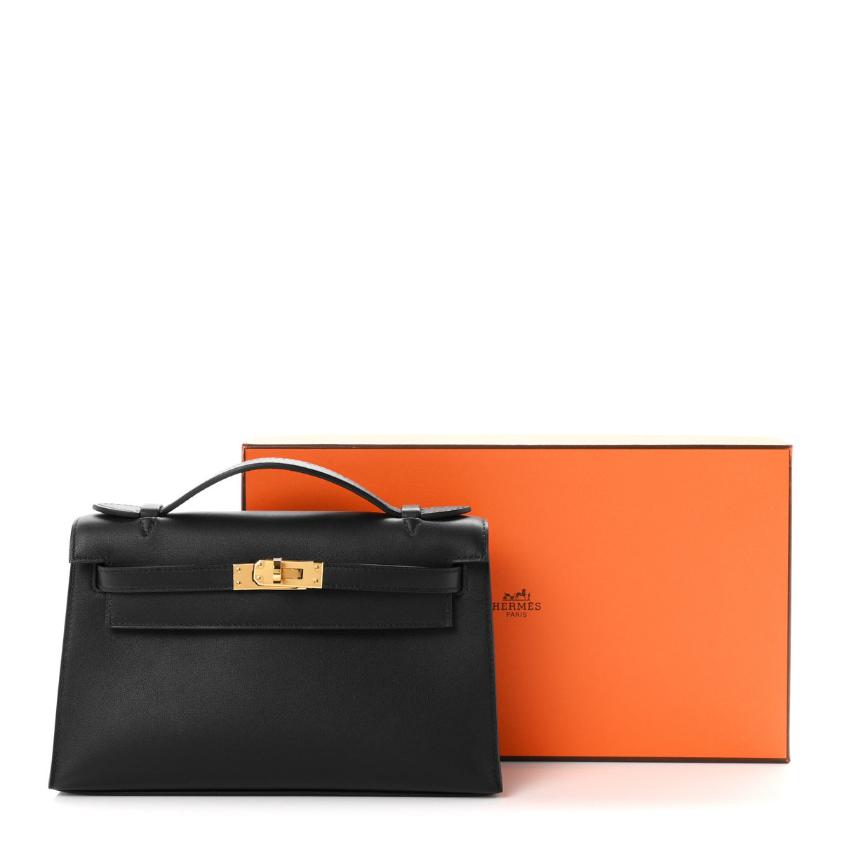 Hermes Swift Kelly Pochette Clutch Black 11 of 11