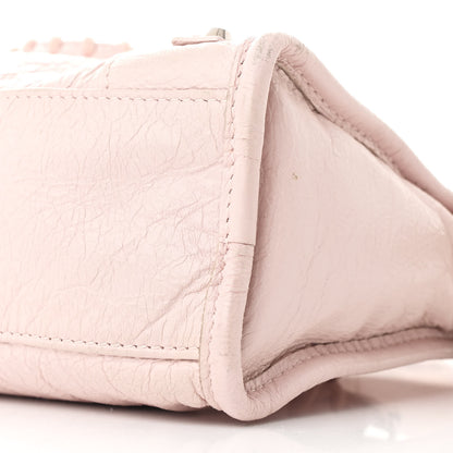 Balenciaga Agneau Classic Silver Hardware Mini City Logo Strap Light Rose White 12 of 13
