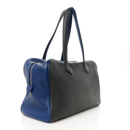 Hermes Taurillon Clemence Victoria II 35 Black Bleu De Malte 3 of 11