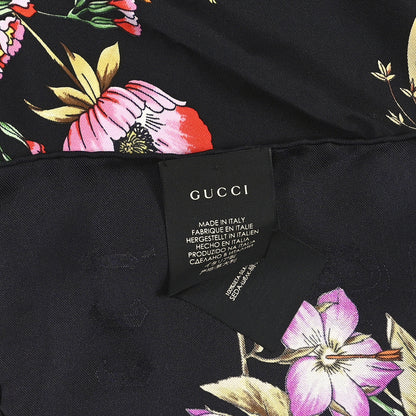 Gucci Silk Twill Flora Beauty Square Scarf Black 2 of 3