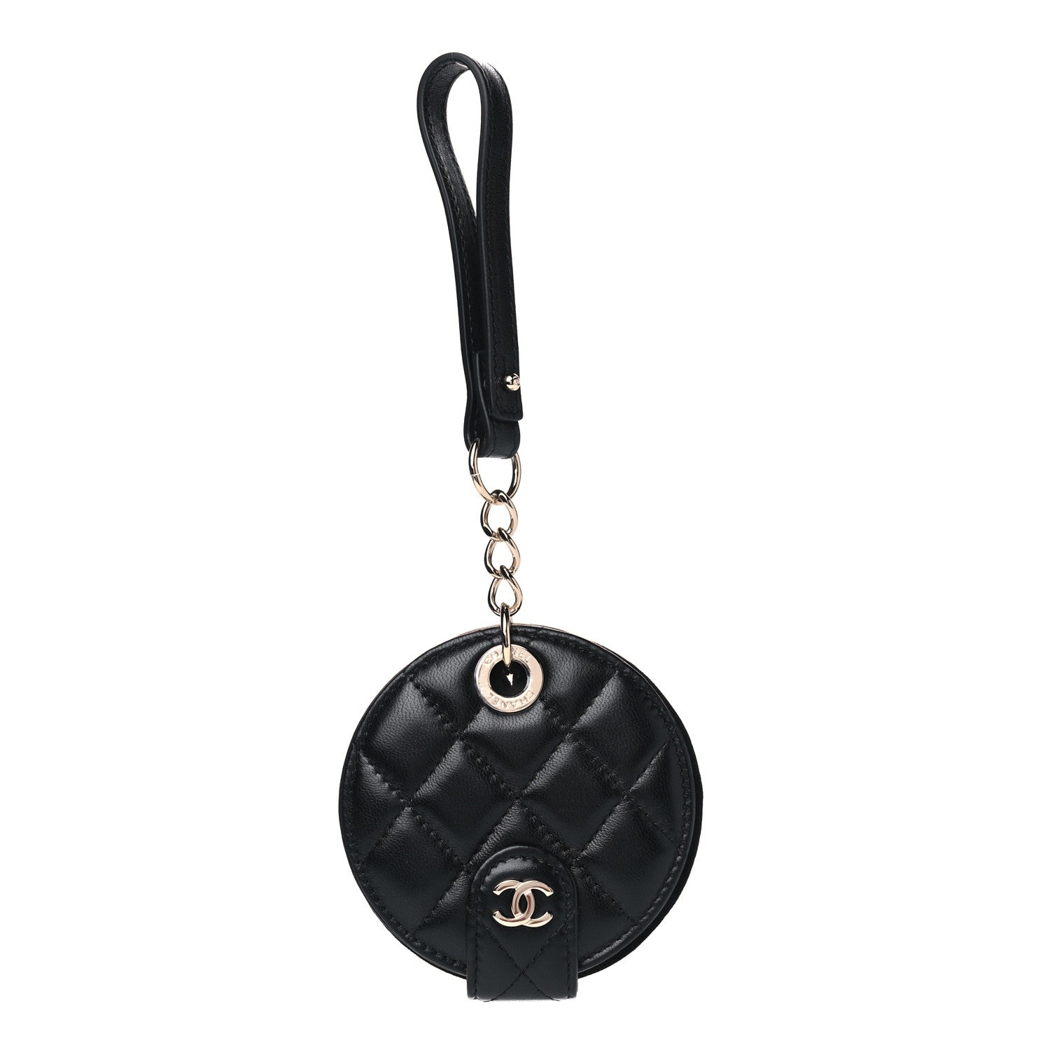 Chanel Lambskin Quilted Round Luggage Tag Black 1 of 3