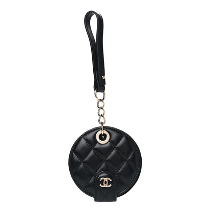 Chanel Lambskin Quilted Round Luggage Tag Black 1 of 3